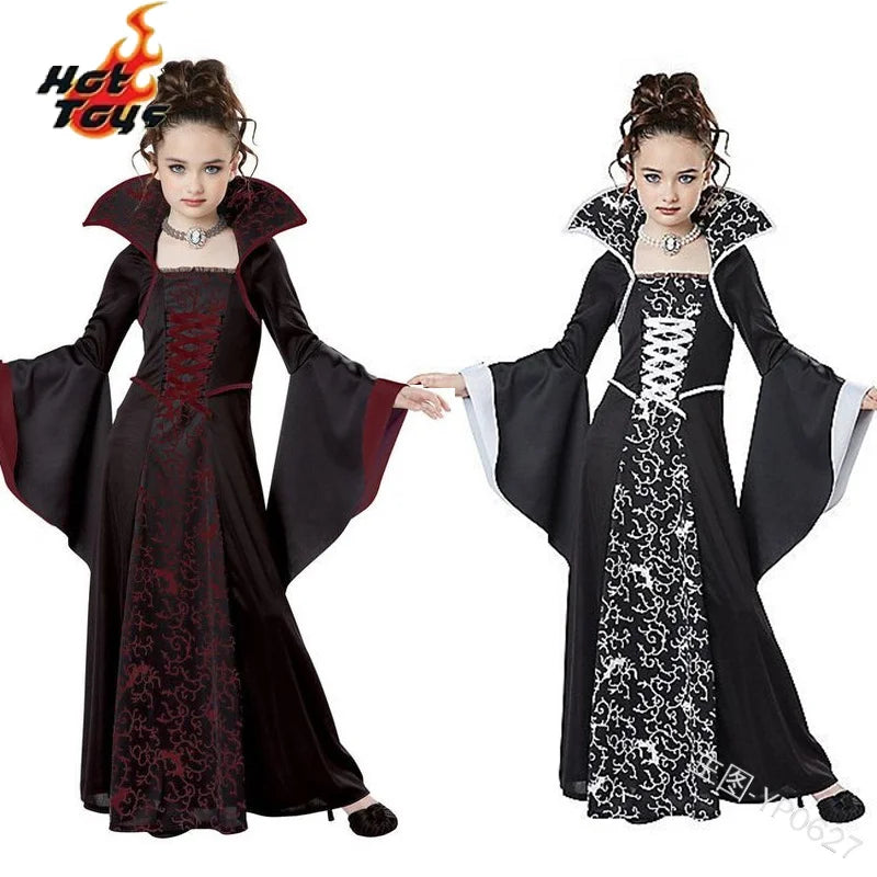 Halloween Costume for Kids Halloween Fantasy Vampire Costume Girls Witch Cosplay Children's Performance Clothing for Party