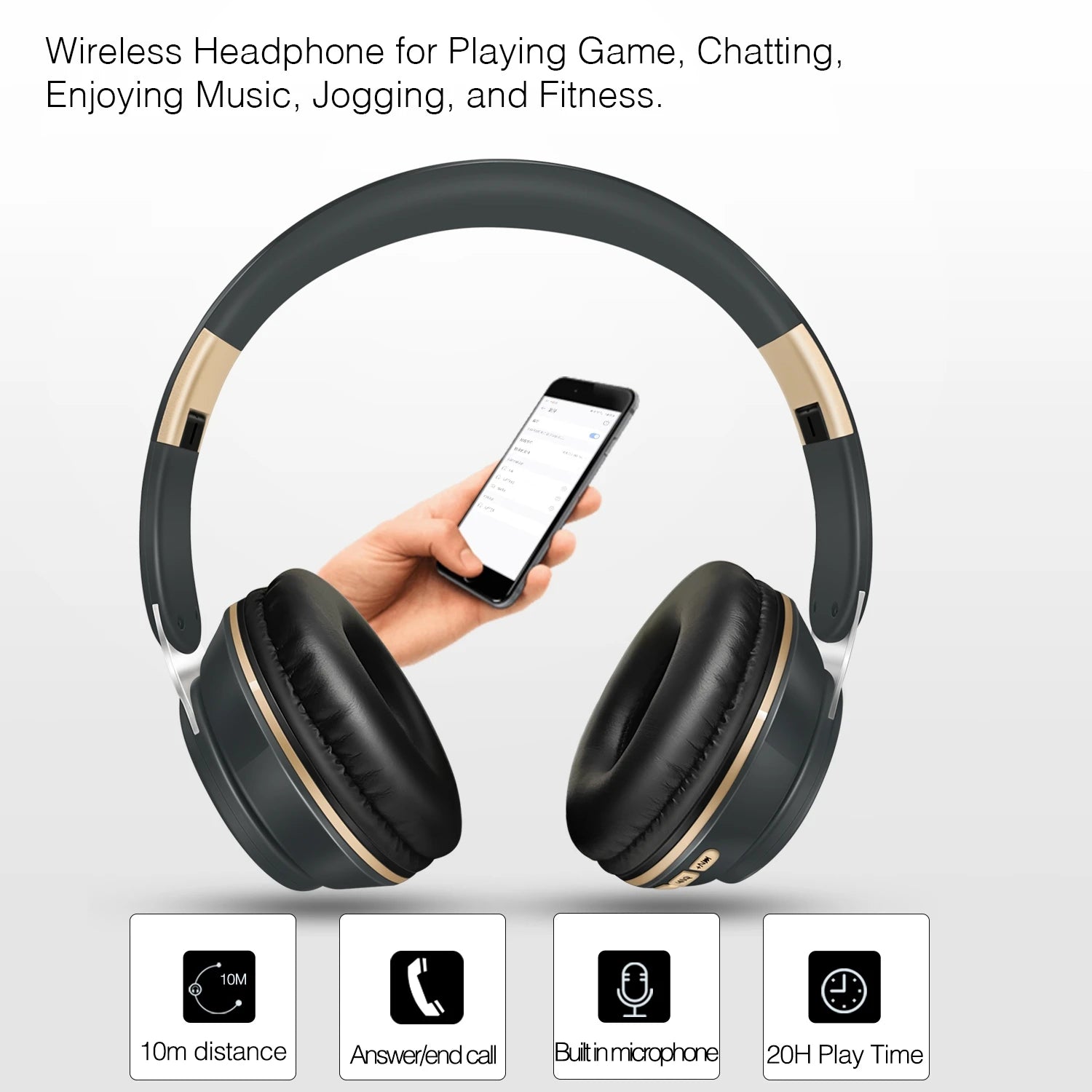 Popular Stereo Bluetooth Headset Wireless Headphone Audio Mp3 Earphone Support SD Card with Mic Student New Year Birthday Gift