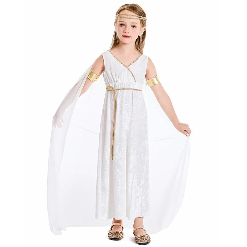 Halloween Costumes Greek Goddess Costume Girls Goddess Princess Cosplay Carnival Party Fancy Dress Up for Kids Children