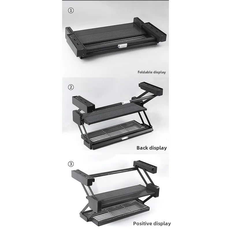 Kitchen Cabinet Lift Basket Storage Rack Condiment Dishes Pull-down Folding Kitchen Creative Home Organizer Holders Accessories