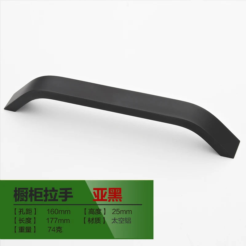 Kitchen Cabinet Knobs and Handles Black Furniture Handle for Cabinet Drawer Pulls Hardware 96mm/128mm/160mm/192mm