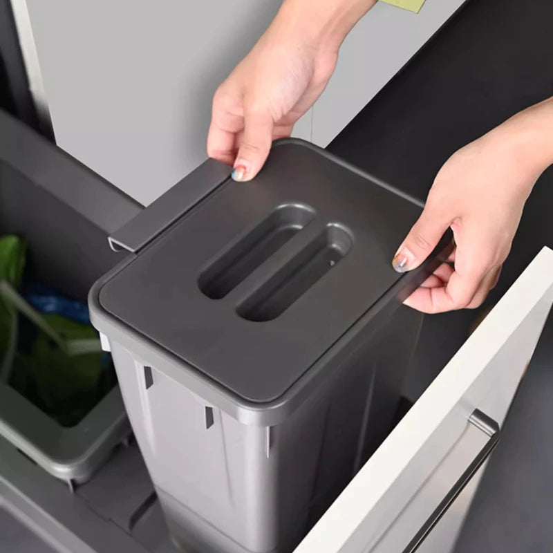 Kitchen Cabinet Embedded Trash Can Large Capacity Hidden Trash Can Classified Garbage Bin with Lid Kitchens Food Waste Disposal