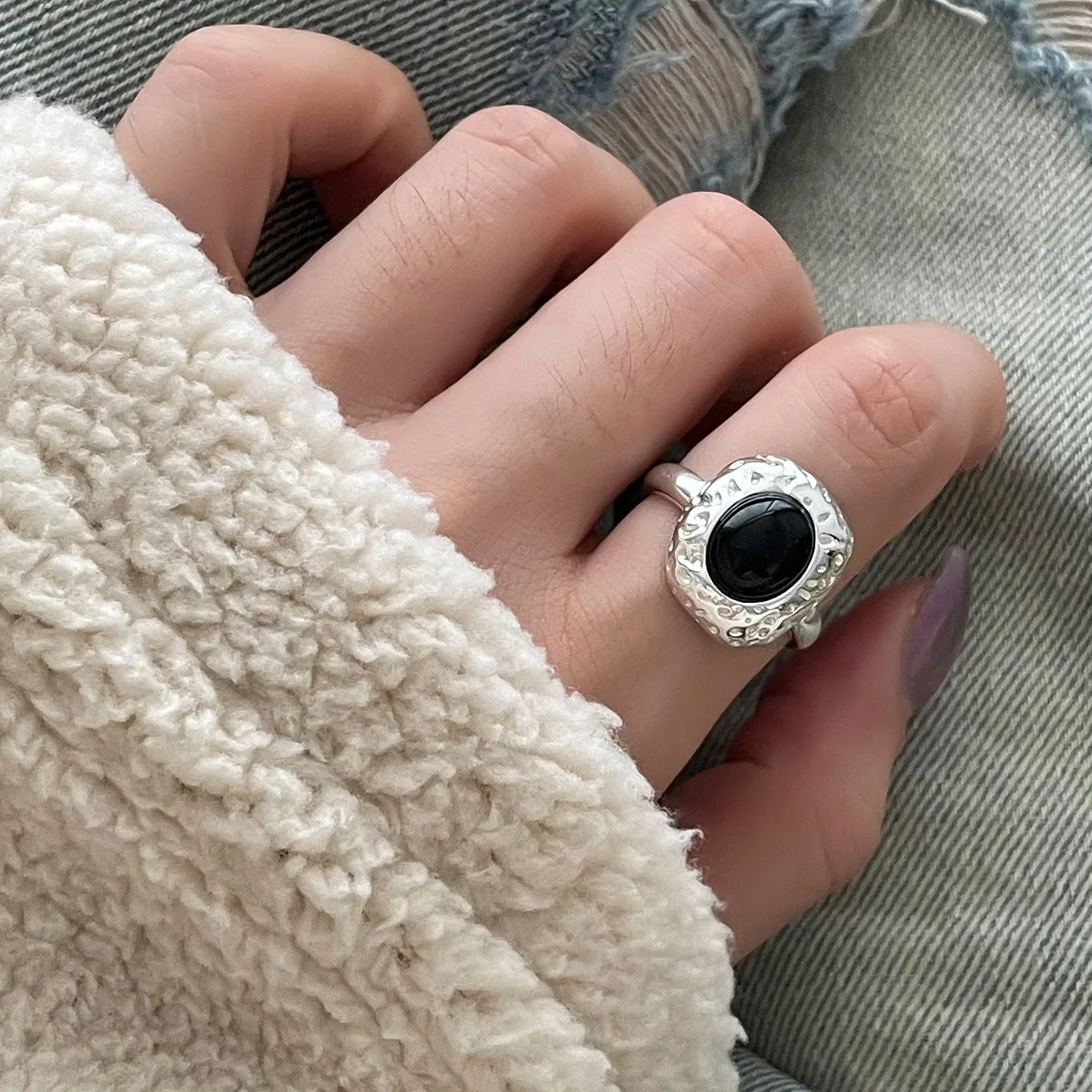 PANJBJ 925 Sterling Silver Geometry Crystal Ring For Women Ellipse Exaggerated Punk Water Drop Open Jewelry Gift Dropshipping