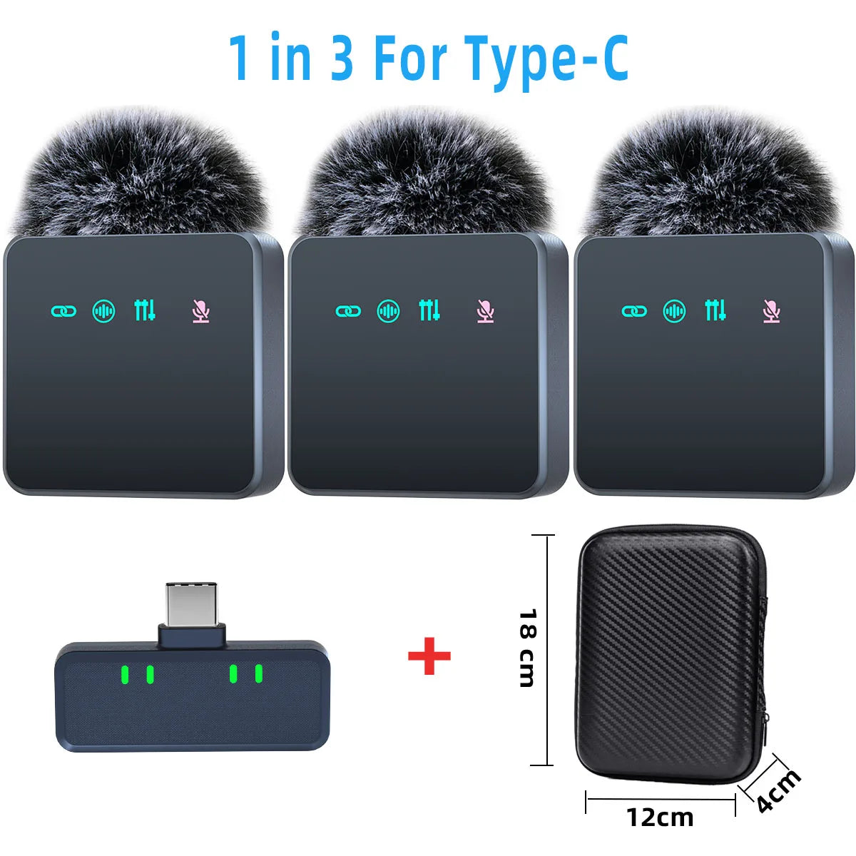 1 In 4 Pink Noise Canceling Lavalier Microphone With Windproof Cap Wireless Mute Function For Cell Phone Portable Audio Video