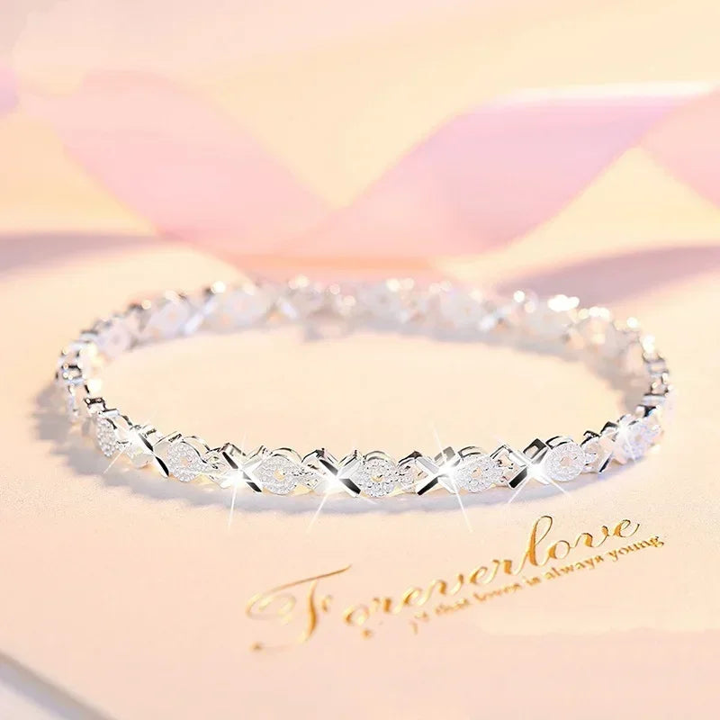 ALITREE 925 Sterling Silver Fashion Multiple Styles Bracelet Chain For Women Engagement Wedding Party Beautiful Jewelry Gift