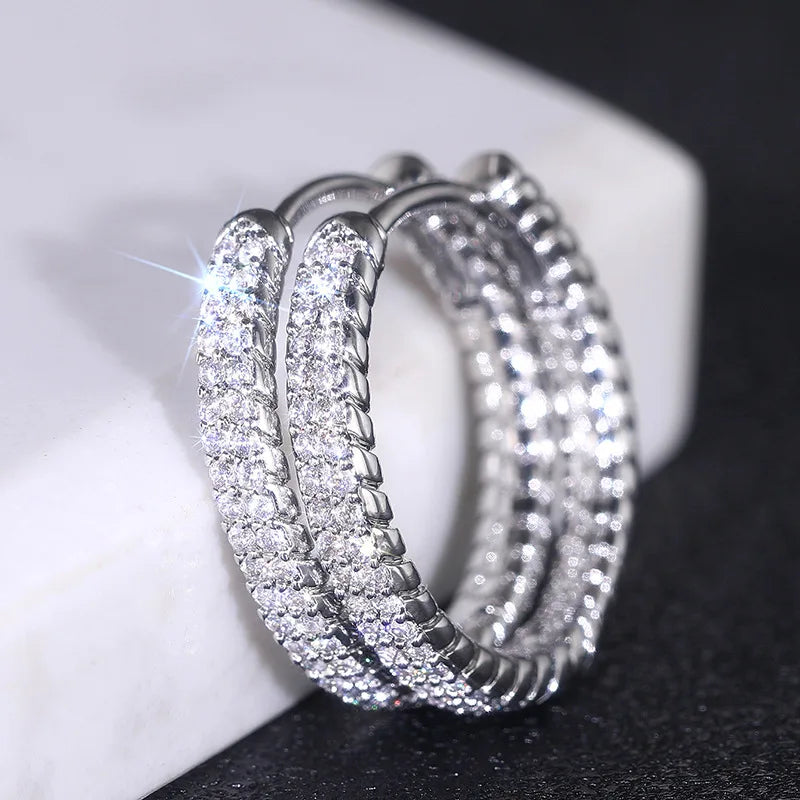 2025 New European and American Shiny Inlaid Cubic Zirconia Fashion Jewelry for Daily Matching with Light Luxury Earrings