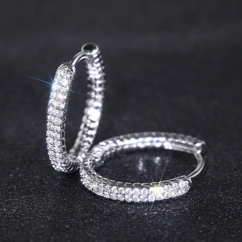 2025 New European and American Shiny Inlaid Cubic Zirconia Fashion Jewelry for Daily Matching with Light Luxury Earrings