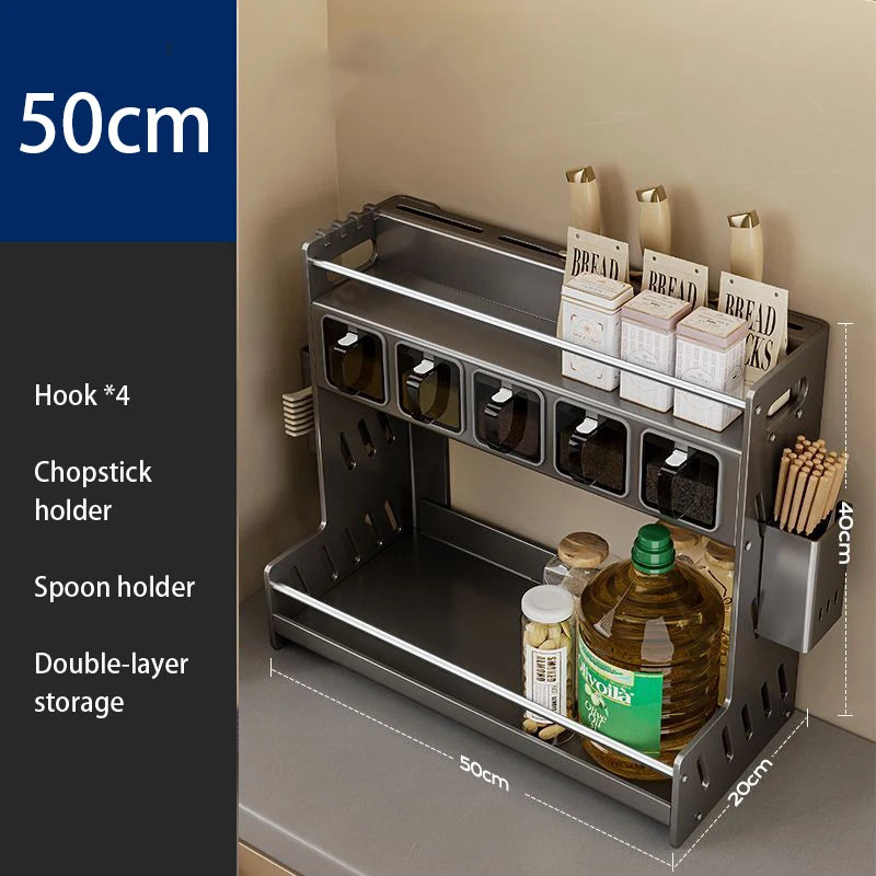 Kitchen Spice Racks Home Kitchen  Cabinet Seasoning Holder Cutlery Holder Modern Multifunction Organizers Shelves Removable