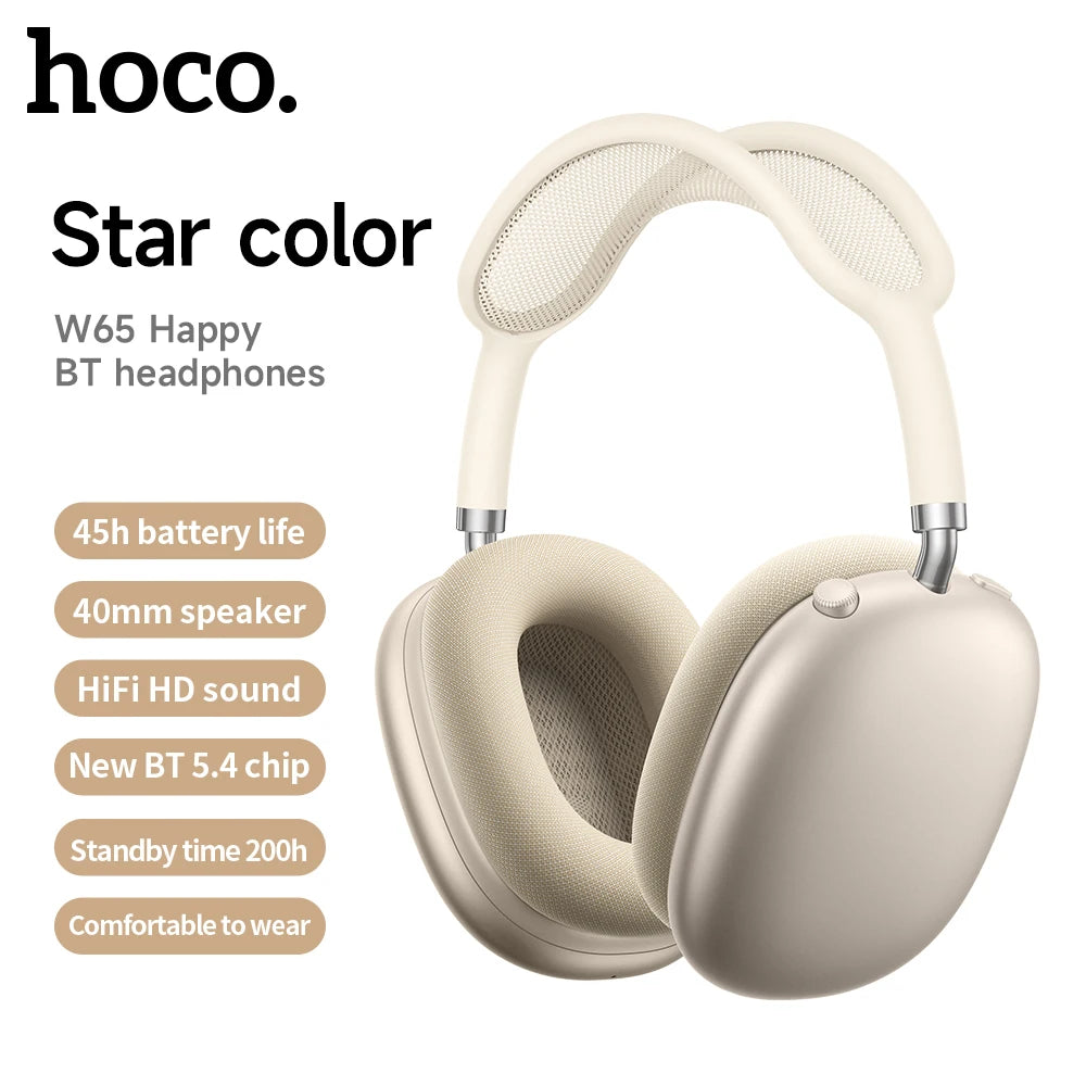 HOCO W65 Wireless Headsets Bluetooth Over The Ear Headphones Magnetic Earmuffs For Iphone Samsung Phone Sports Music Earphones