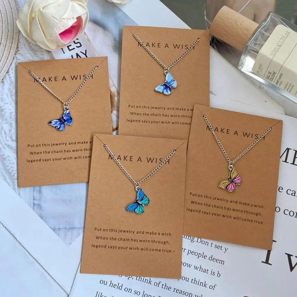 Fashion Vintage Women Necklace 2024 New Butterfly Pendant Necklace Set Romantic Dating Neck Chain For Women Lovely Neck Jewelry