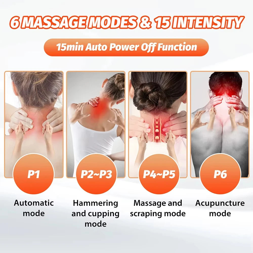 Mini Portable Neck Massager Rechargeable Hot Compress Pulse Muscle Stimulator for Cervical Spine Pain Relief Home Office