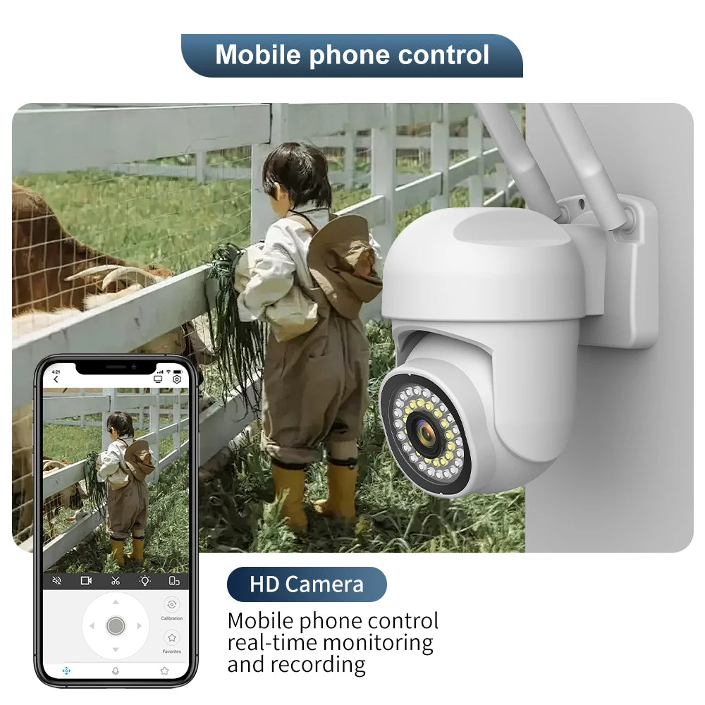 8MP 2.4G Dual Lens WIFI Camera PTZ 5X Digital Zoom 4K AI humanoid Auto Tracking Zoom Outdoor Audio CCTV Security Camera V360 PRO