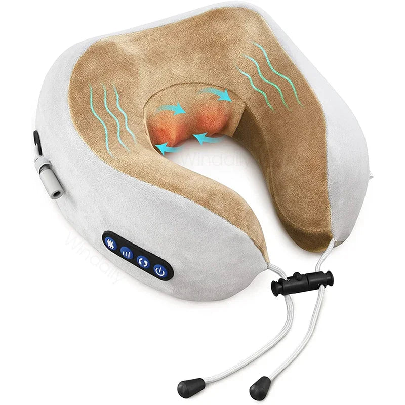 New Neck Massager With Heat Vibration 3D Kneading Shiatsu Massage U Shaped Pillow For Shoulder Cervical Pain Relief Fatigue