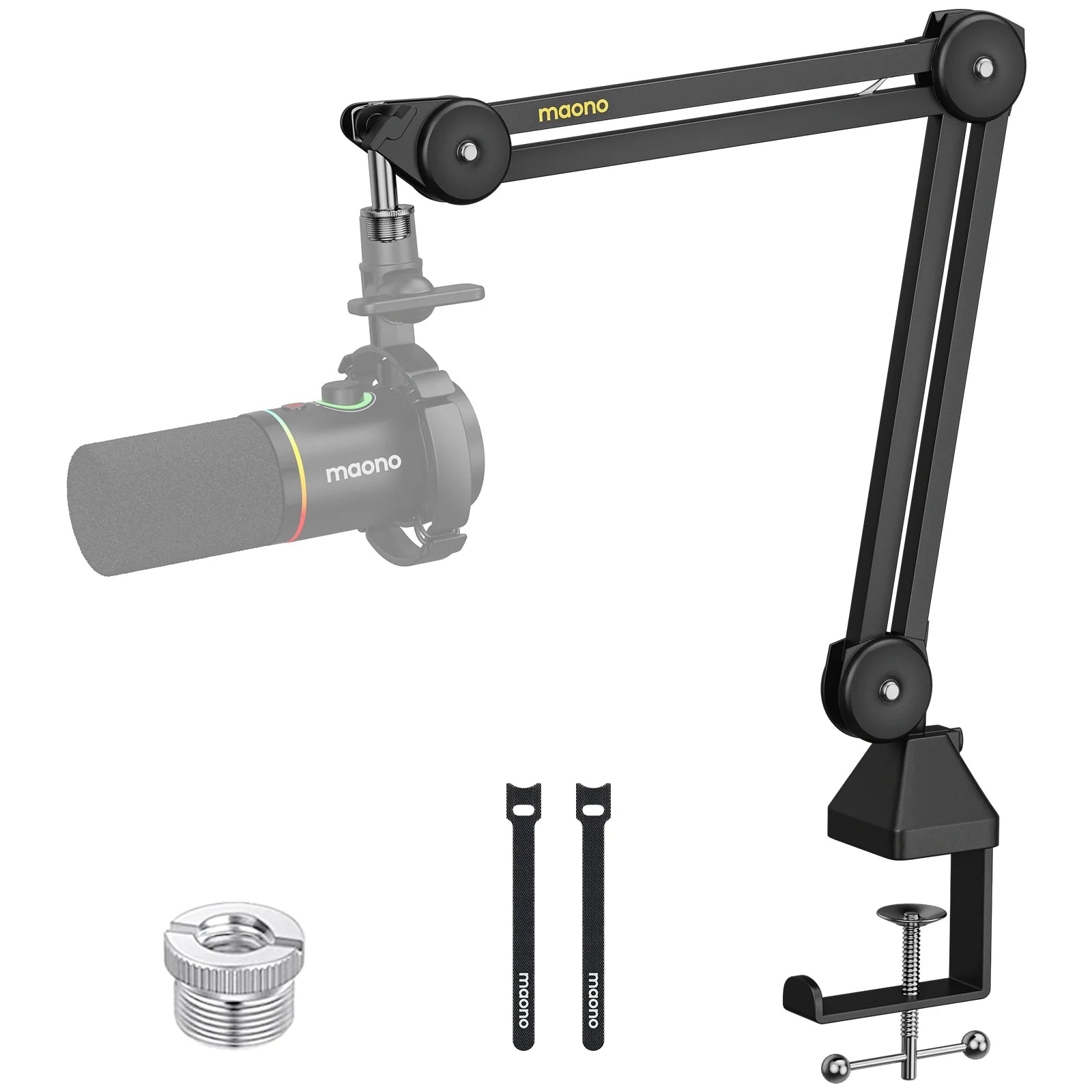 MAONO Microphone Boom Arm:Heavy Duty Adjustable Metal Suspension Mic Stand,Upgraded Desk Clamp,3/8" to 5/8" Screw Adapter,BA37