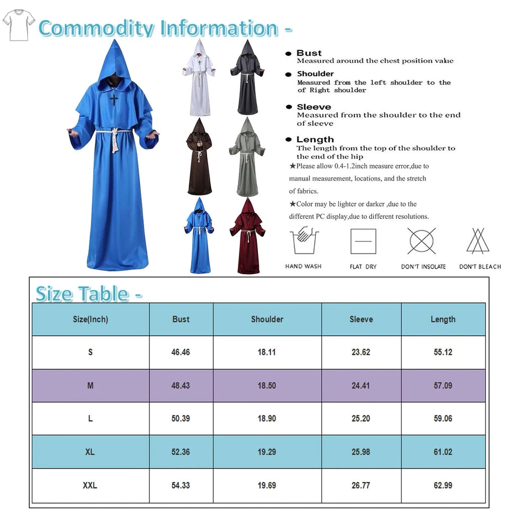 Halloween Costume Halloween Cosplay Costume Medieval Monk Suit Monk Robe Wizard Suit Priest Suit Costume Stage Suit 코스프레 의상