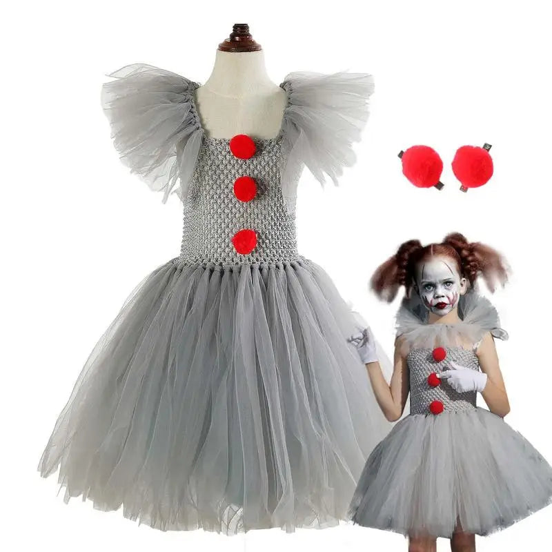 Halloween Clown Costume for Girls Halloween Cosplay Princess Dress Stylish and Cute Costume Props for Parties Daily and Going