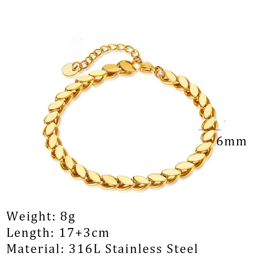 2024 New Wide Chunky Twist Bracelets For Women Gold Color Stainless Steel Link Cubic Chain Bangle Gift