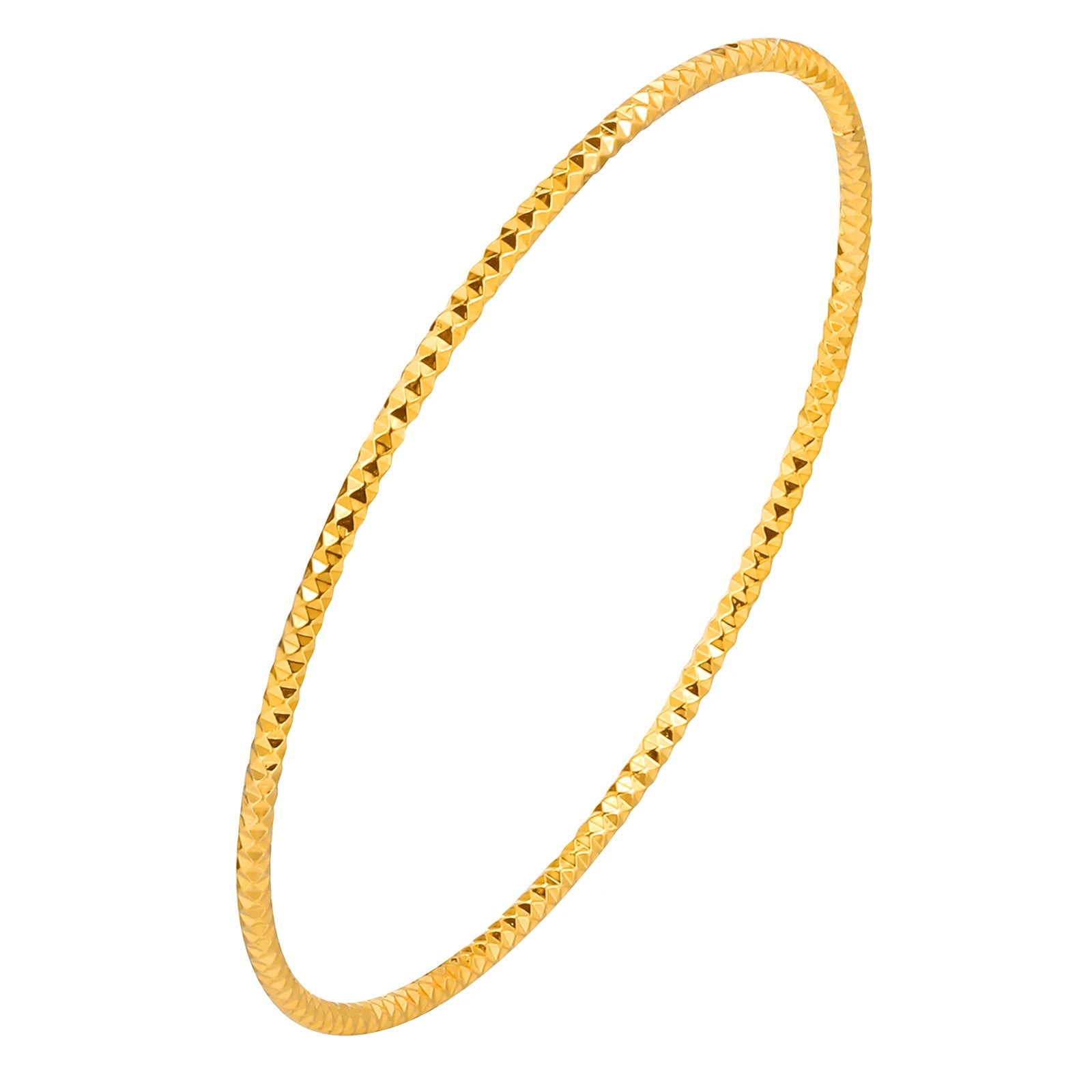 Women Bangle Bracelet Stainless Steel, 18k Gold Plated 2mm Stackable Glossy Thin Jewelry
