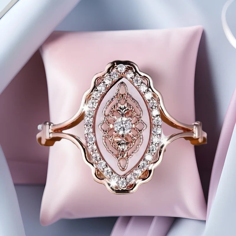 Luxury Female Small White Zircon Stone Engagement Ring Rose Gold Color Summer Wedding Jewelry for Women anillos para hombre