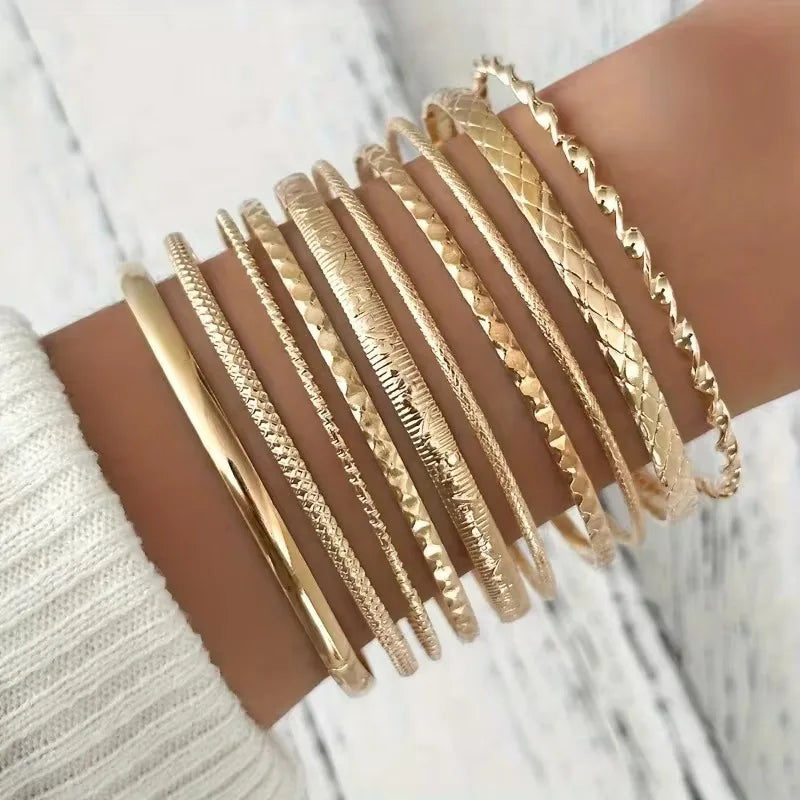 New Multi-layer Full Star Stacking Bracelet Fashion Retro Multi-ring Set of Metal Bracelets 20 Pcs Women's Jewellery Accessories