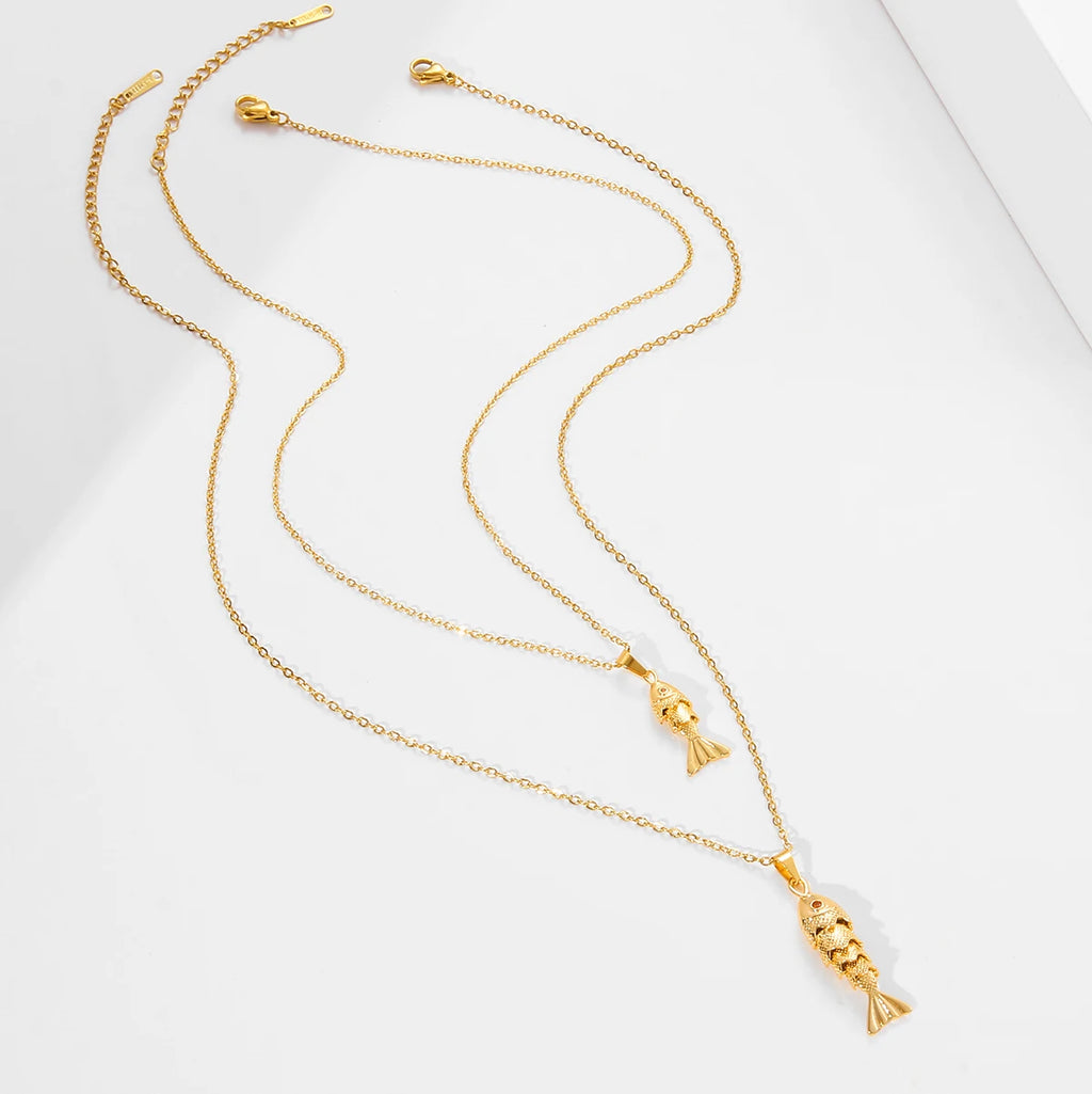 Fashionable Elegant Fish Necklace for Women Cute Dynamic Design European American Style Jewelry Gift