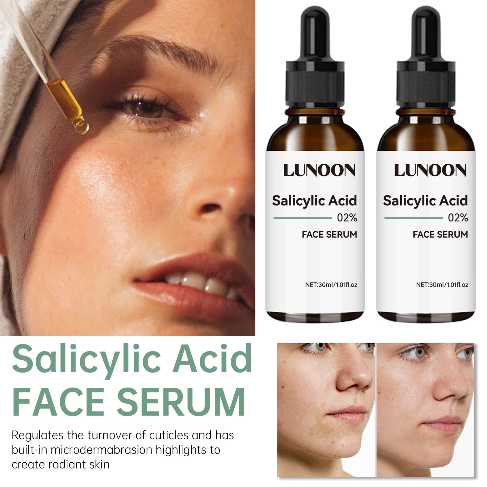 Salicylic Acid Facial Serum Firming Even Skin Tone,unclogs Pores,oil Control Lightening Fine Lines Fast Absorption Face Care