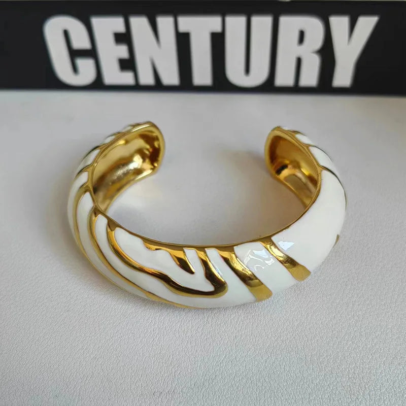 Retro Fashion High-quality Colored Enamel Gold-plated Women's Bracelet New Designer Luxury  High-quality Bangles Ring for Women