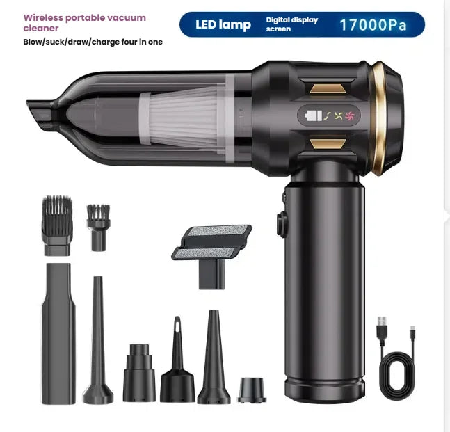 Car vacuum cleaner: multi-functional, handheld, brushless, dual-purpose, all-in-one, suitable for home use, with inflation and d