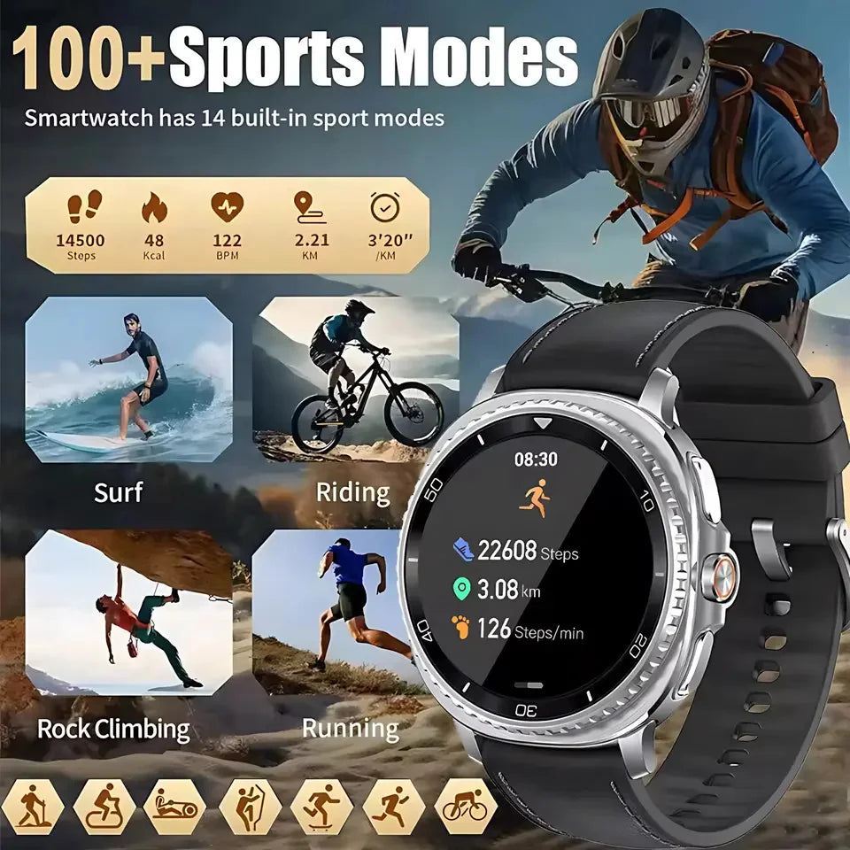 New Smart Watch 8 Classic Men HD Display Screen GPS BT Call Sports Fitness Waterproof Watch SmartWatch 1.32-inch For Android IOS