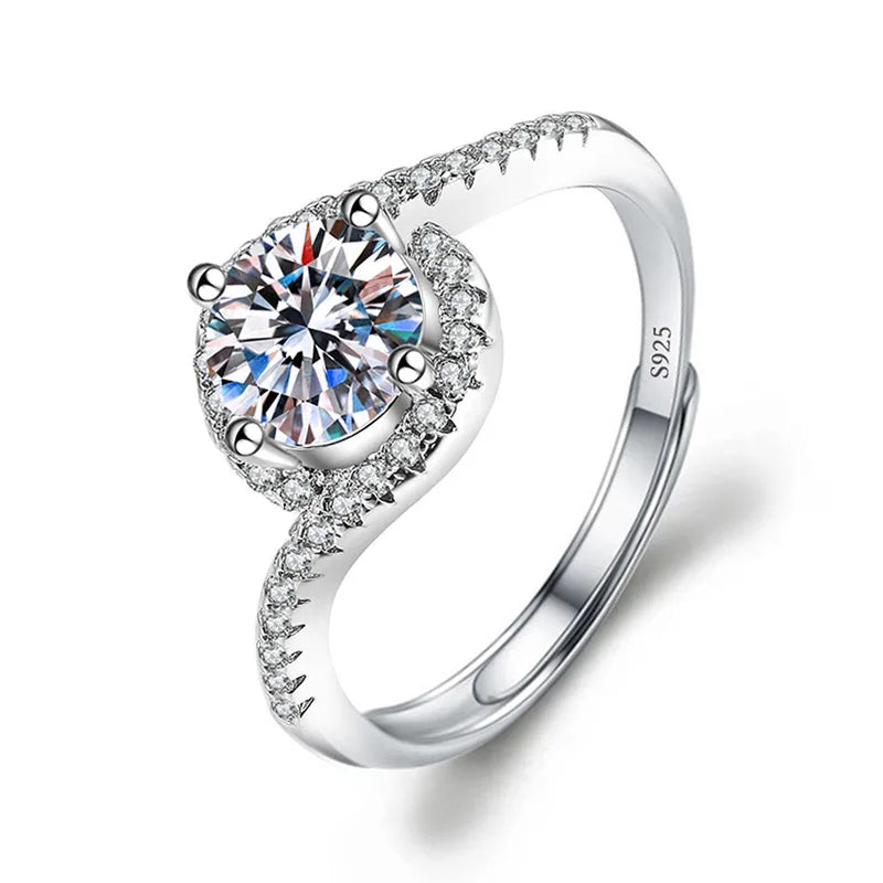 Never Fade Luxury Classic 18K White Gold Color Ring Solitaire 2 Carat Zirconia Diamant Wedding Band Women Jewelry Accessories