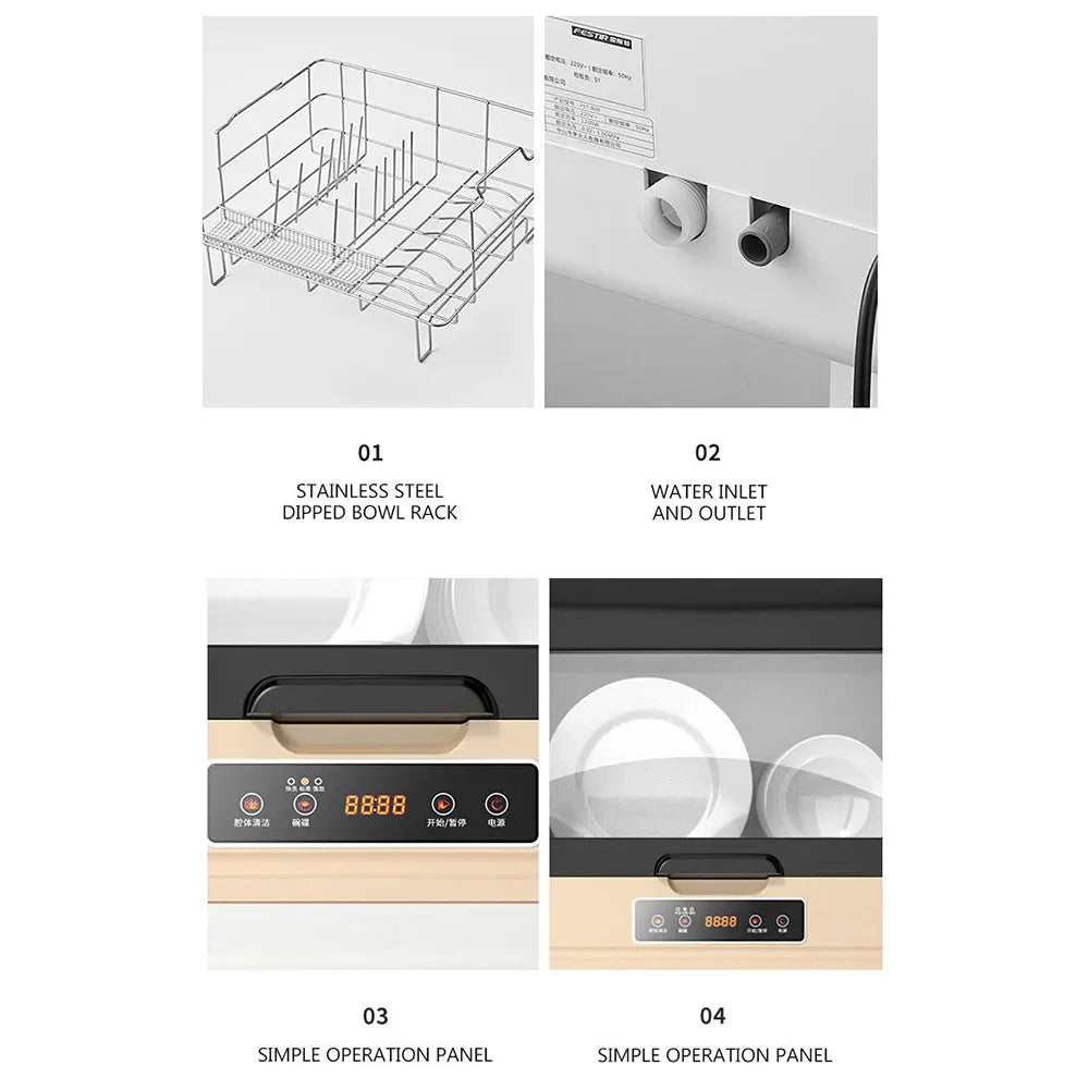 Smart Automatic Dishwasher Disinfection Drying Machine Household Small Dishes Washer Desktop Ultraviolet Sterilization