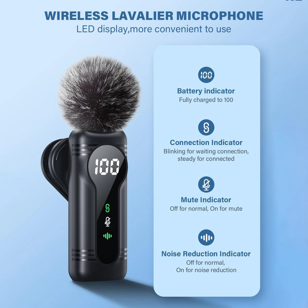 New Wireless Lavalier Microphone Magnetic Portable Noise Cancelling Audio Recording Mic for iPhone Android Laptop Live Interview