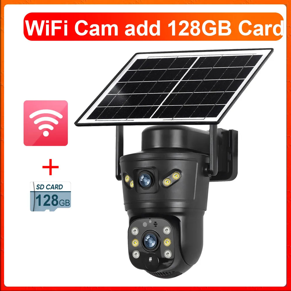 LS VISION 8MP 4G Solar Camera Outdoor WiFi Security Camera Dual Len PIR Night Vision Auto Tracking Waterproof  CCTV Monitor V380