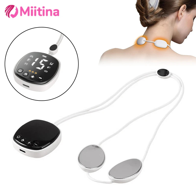 Smart Electric Neck Massager EMS Micro-Current Cervical Spine Massage Muscle Stimulator TENS Pulse Neck Health Care Hot Compress