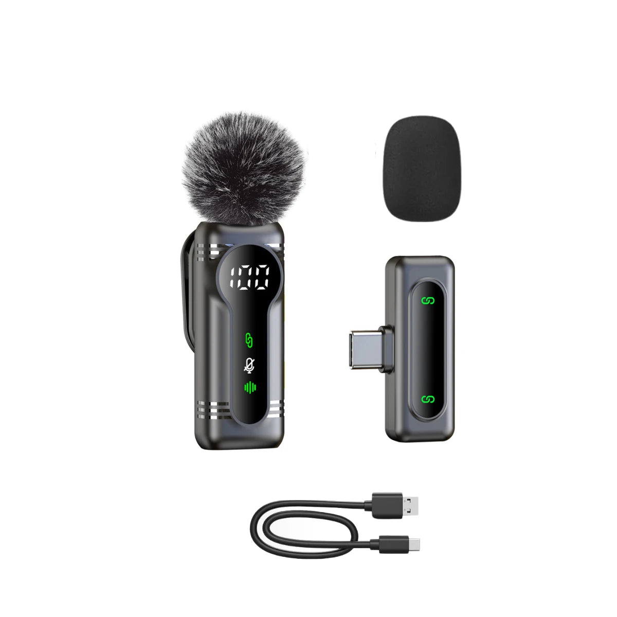 New Wireless Lavalier Microphone Magnetic Portable Noise Cancelling Audio Recording Mic for iPhone Android Laptop Live Interview