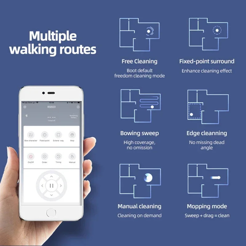 MAutomatic App Control Vacuum Cleaner Household Floor Sweeper Water Tank Wet Dry Electric Mop Robot Vacuum Cleaning Machine