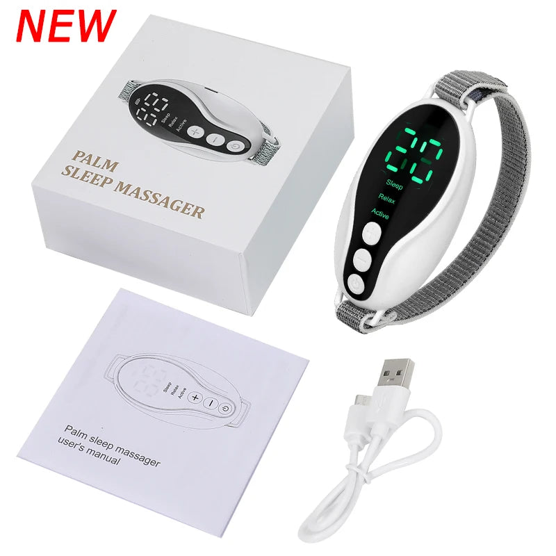 New Microcurrent Sleep Aid Device EMS Sleep Aid Machine Sleep Instrument for Insomnia Stress Anxiety Relief Palm Pulse Massager