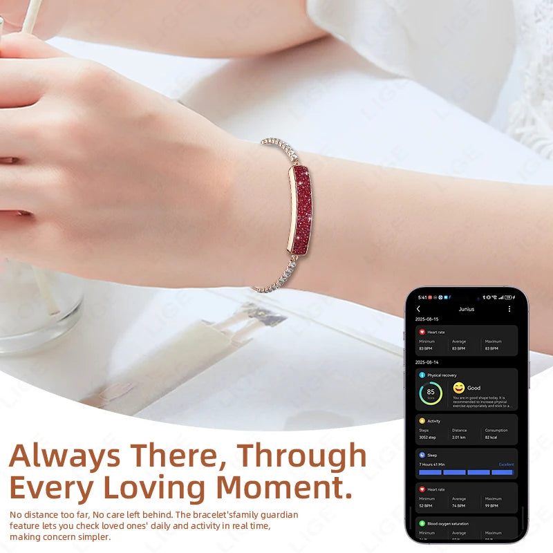 LIGE New Smart Watch Ladies Pedometer Health Smart Bracelet Women Sport Fitness Waterproof Heart Rate Sleep Monitoring Wristband