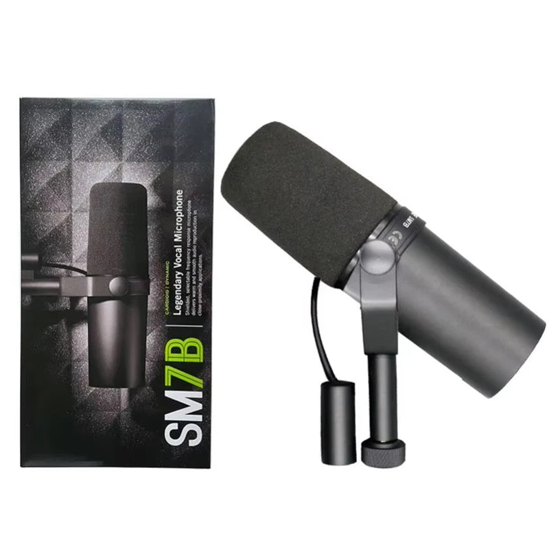 SM7B Cardioid Dynamic Microphone for Studio Recording Podcasting with Smooth Audio Response and  Black Metal Mic