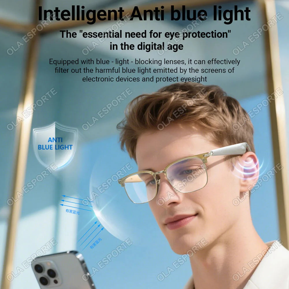 Smart Glasses AI Intelligent Translation Bluetooth Glasses Real-time Simultaneous Interpretation Headset Anti Blue Light 2025