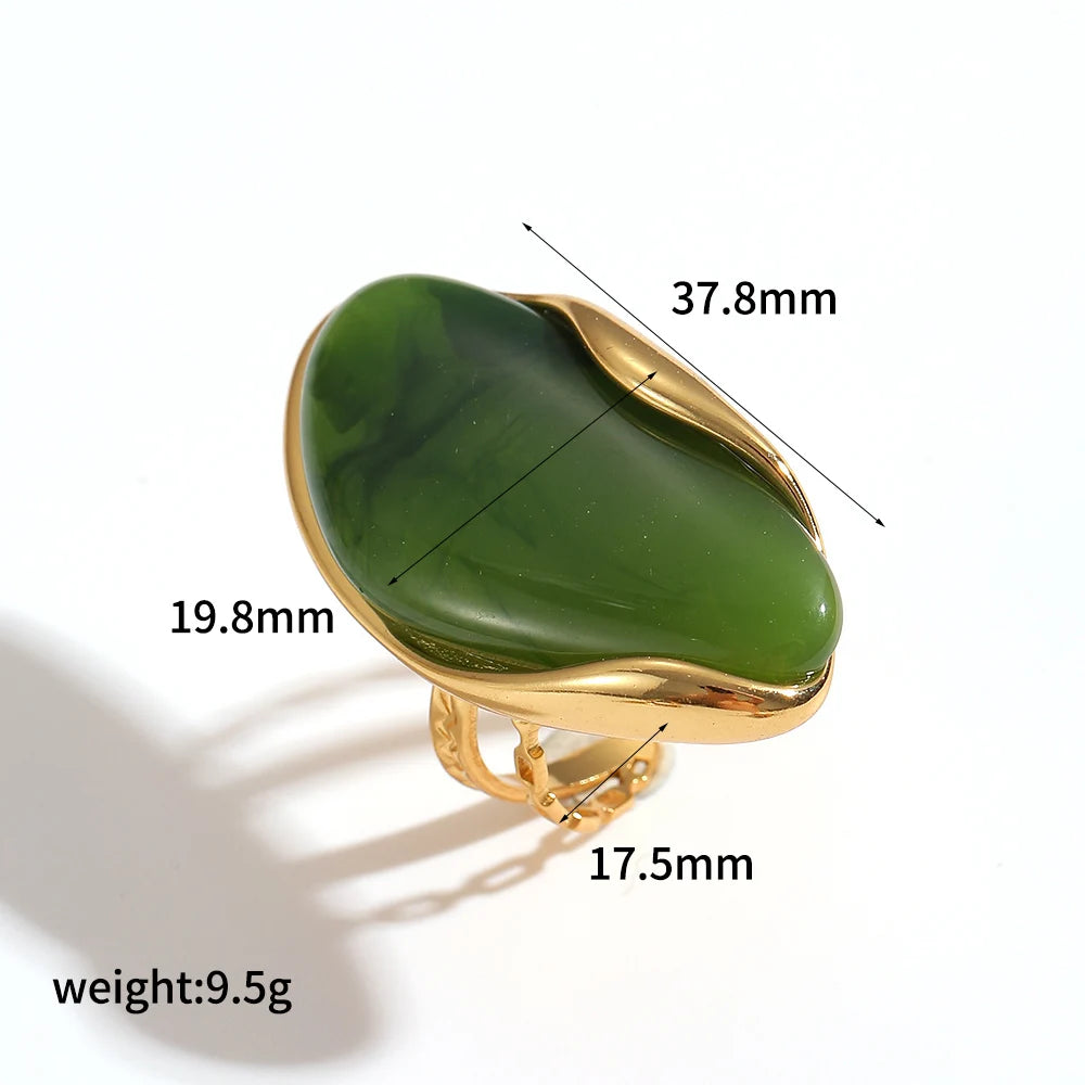 TDJewelry Stainless Steel Color Resin Geometric Shape Rings 18K Gold Plated Fashion Daily Jewelry Ring for Women