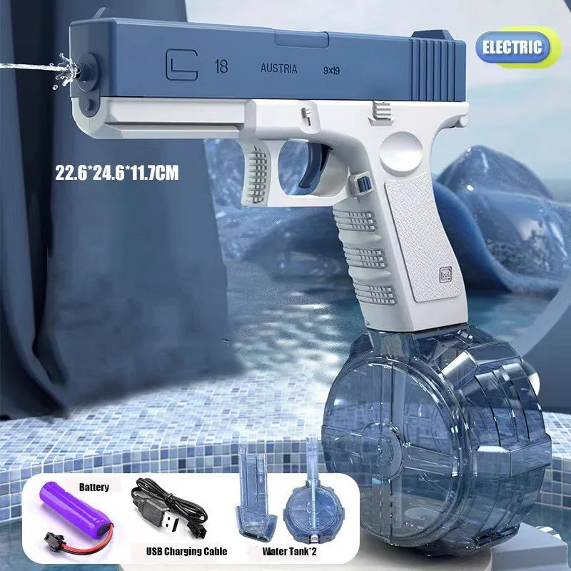 Electric Water Gun With Two Water Tank Automatic High-Power Water Blaster For Child Outdoor Games Summer Water Spray Gun Toys
