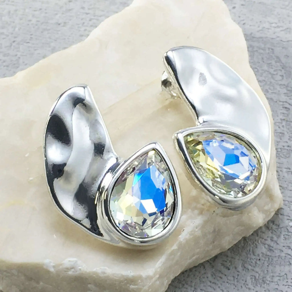 2025 Summer Sweet Beautiful Bright Silver White Crystal Earrings Women's Jewelry Accessories Party Gifts