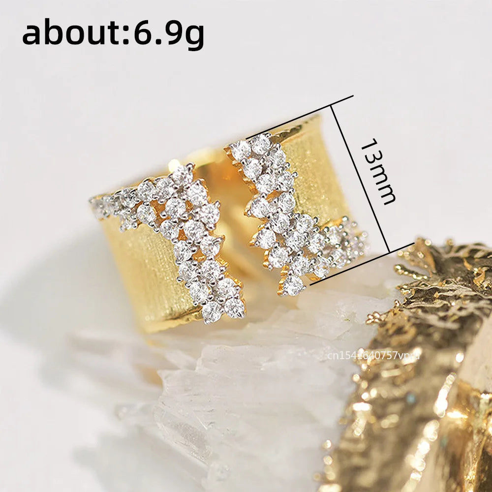Vintage Female White Zircon Stone Ring Classic Gold Color Big Engagement Ring Charm Crystal Round Wedding Rings For Women