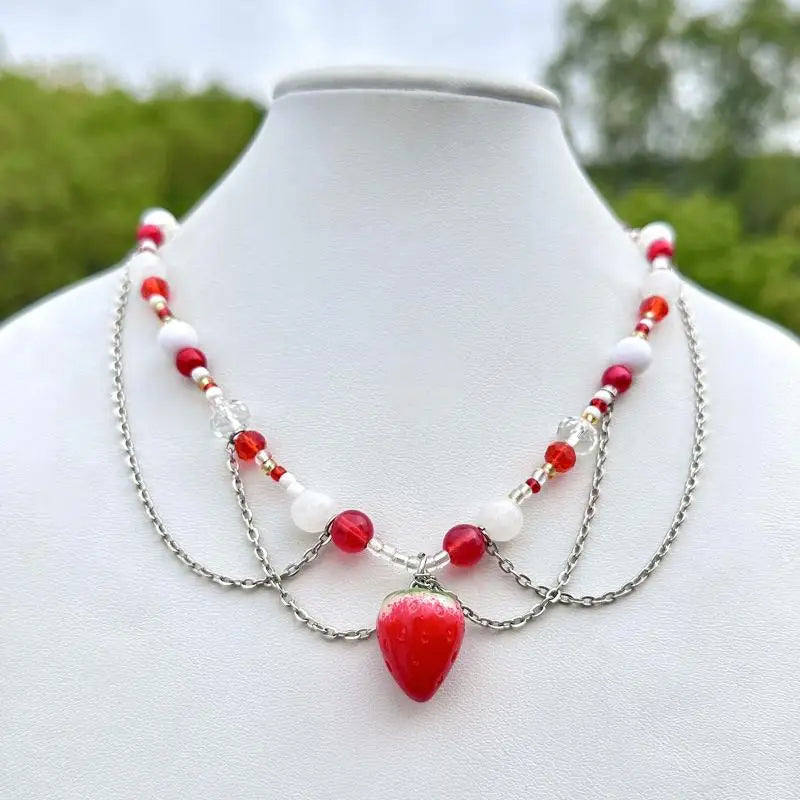 Women's New Necklace Lolita White Lace Necklace, Pearl Tassel Rhinestone Necklace Collar Sweet Cool Fashion Necklaces Girls Gift