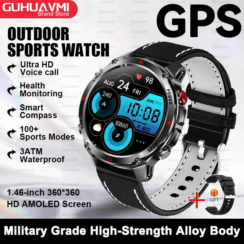 2025New Smart Watch For Men 1.46'' 360*360 HD AMOLED Color Display Voice Call Compass LED Sports Fitness Waterproof Watch Ladies