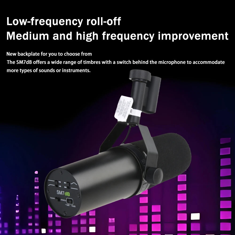 TOP Quality SM7dB Dynamic Vocal Microphone with optional frequency response and built-in preamplifier SM7B for podcast recording