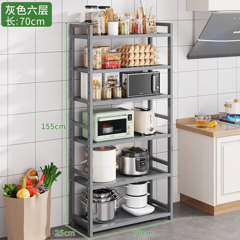 Kitchen Storage Ra Countertop Cabinet Multi-layer Partition elf Spice Microwave Pot Storage Organizer Bamboo Material
