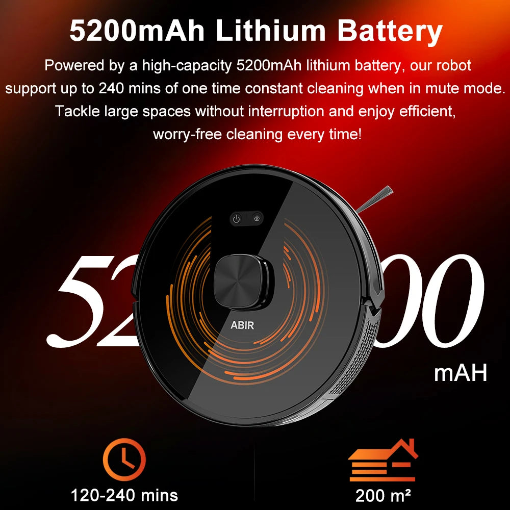 Robot Vacuum Cleaner ABIR K30,Auto-empty Dock,UV Spot Cleaning,6500PA Suction,Multi-floor Map,Customized Wet Dry Room Cleaning,
