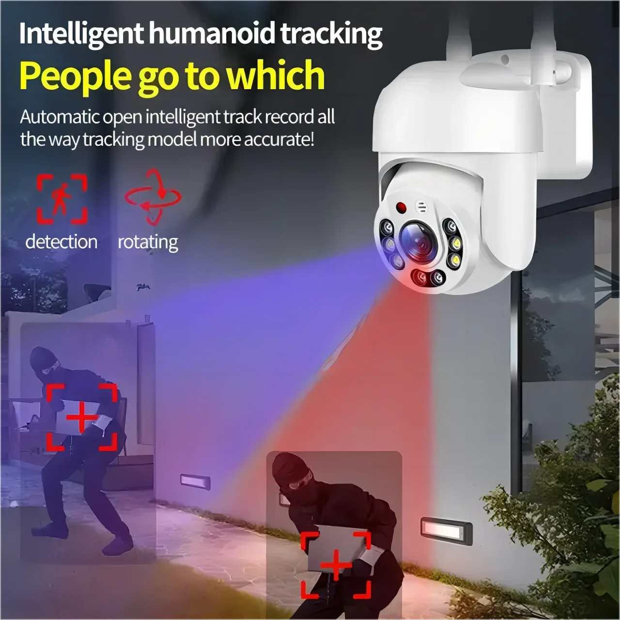 8MP WIFI Surveillance Camera Wireless IP Cameras Outdoor Auto Tracking Color Night Vision 8X Digital Zoom CCTV Security Monitor